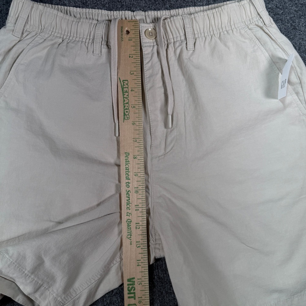 Gap Linen Easy Shorts Mens Medium Khaki Tan Pull-On Drawstring Elastic Waist - Picture 7 of 11